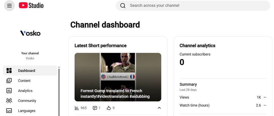 Log into YouTube Studio