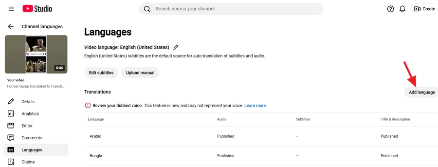 Select the video you want to localize