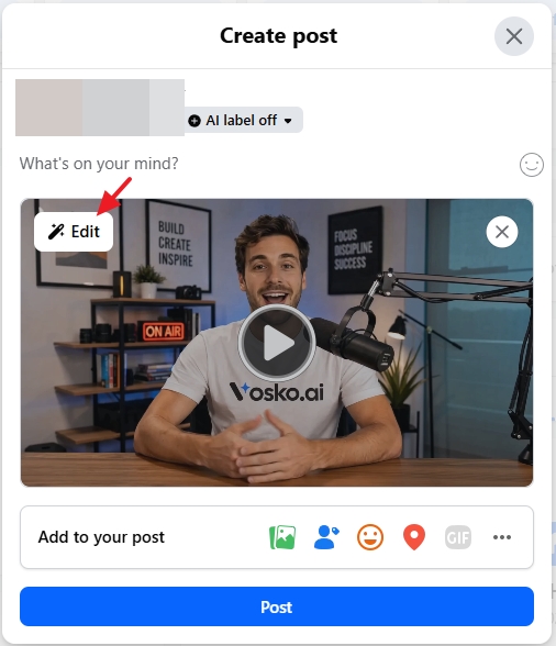 Click Edit on the uploaded video