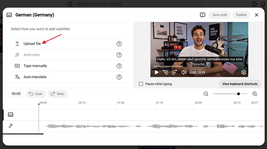 Select Upload file