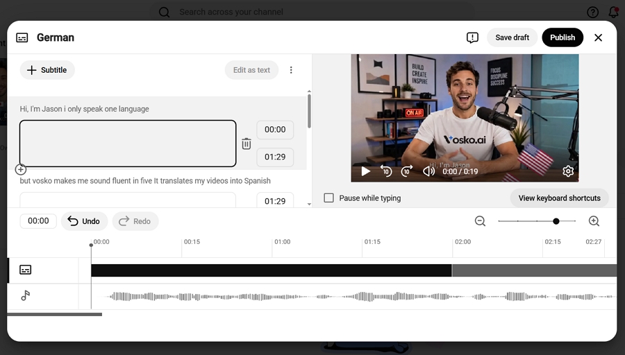 Type the subtitles manually