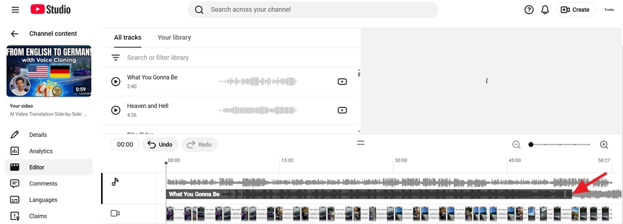 Drag the edges of the audio block