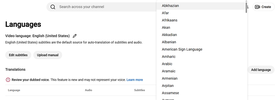 select your desired target language