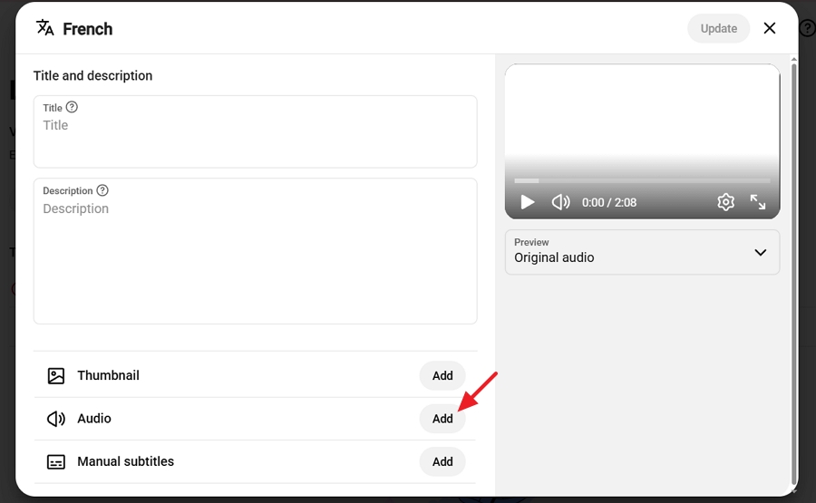 Navigate directly to the Audio column