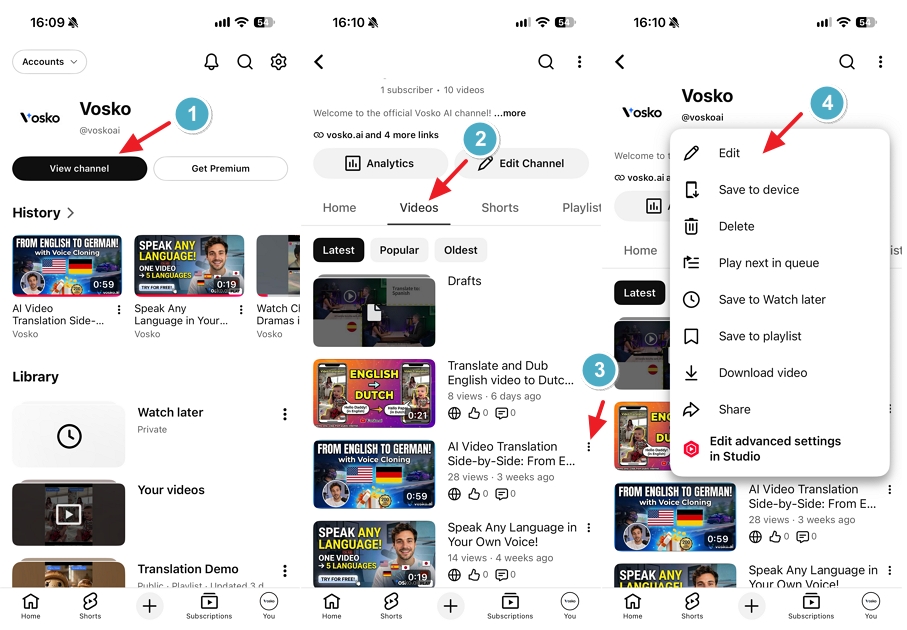 Open the YouTube app on your mobile device