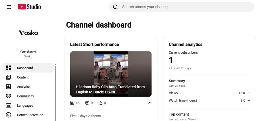 Open YouTube Studio
