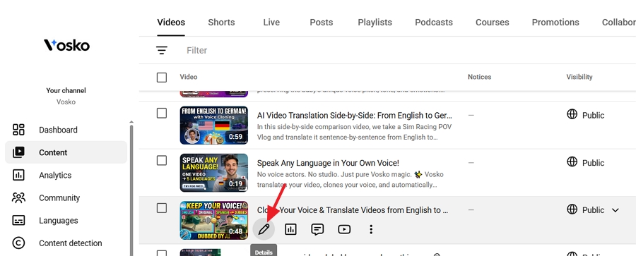 Click the Content tab
