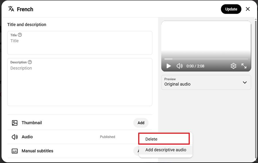 Select Delete from the dropdown menu