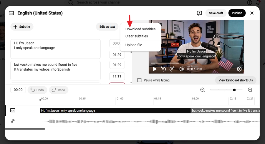Choose Download subtitle