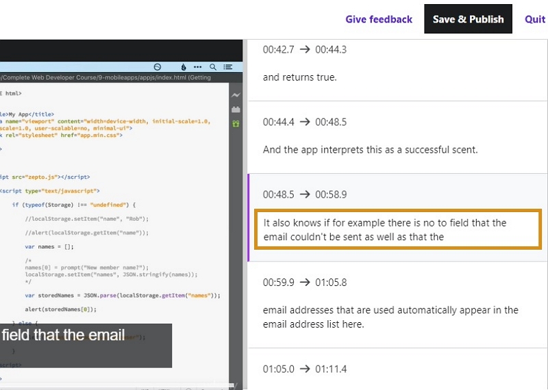 Edit any machine transcription errors