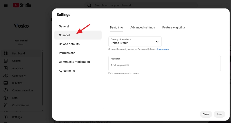 click the Advanced settings tab