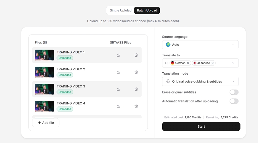 Drag and drop your training videos