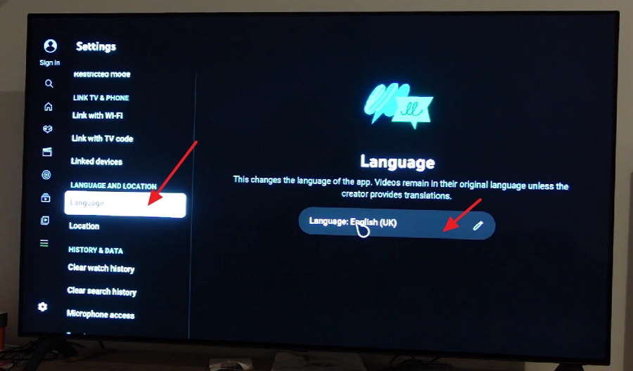 select Language & Location