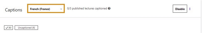 Select the language of the captions