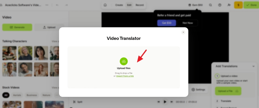 Drag and drop your source video file
