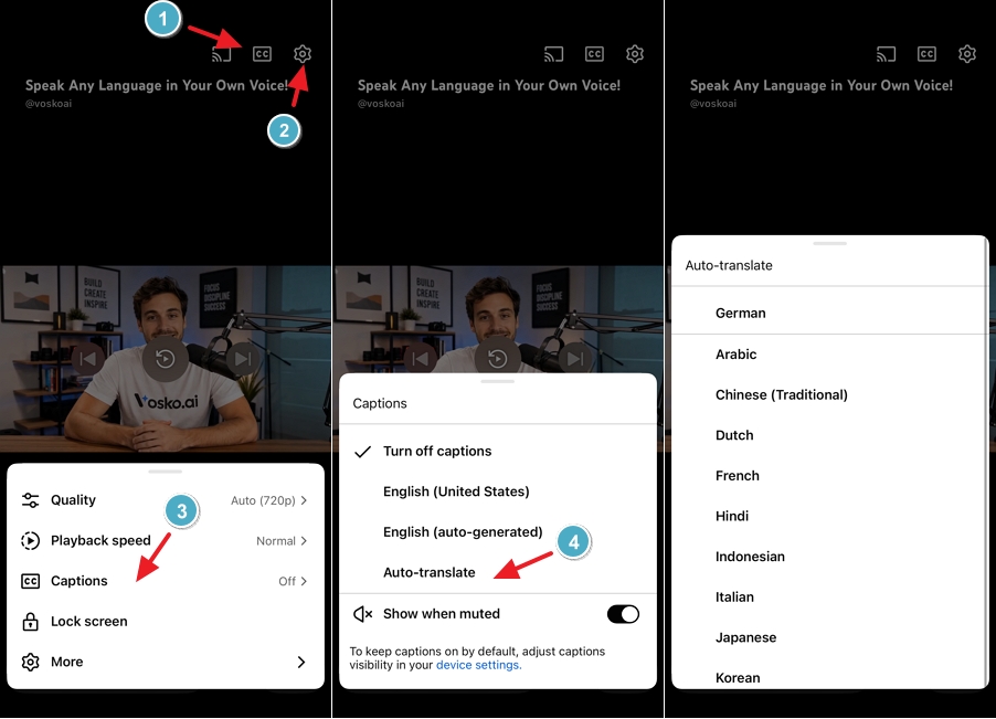 How to translate YouTube subtitles on iPhone as a viewer