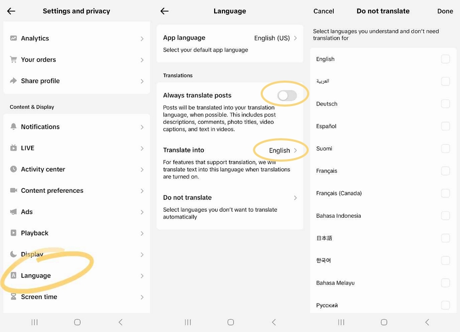 Enable Auto Translate on the TikTok Mobile App