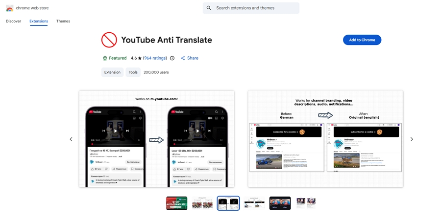 Stop YouTube Auto Translate Title Using Browser Extensions