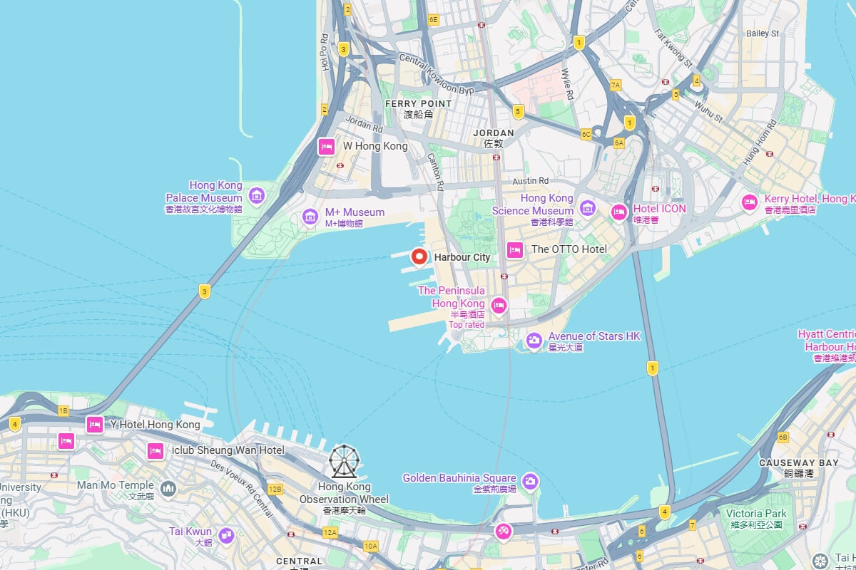 Map showing company office at Harbour City, 17 Canton Road, Tsim Sha Tsui, Hong Kong