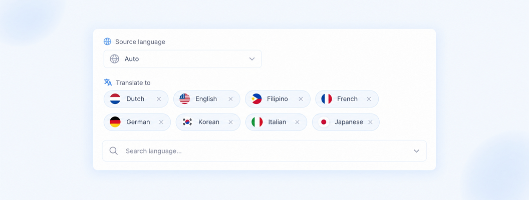 Translate into 8 Languages Simultaneously